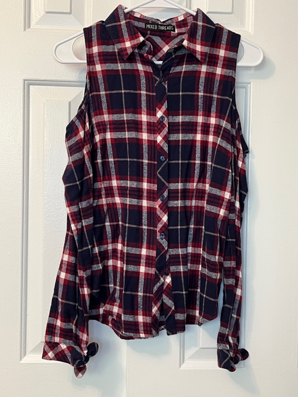 Mixed Threads Cold Shoulder Flannel Button Down Size‎ S